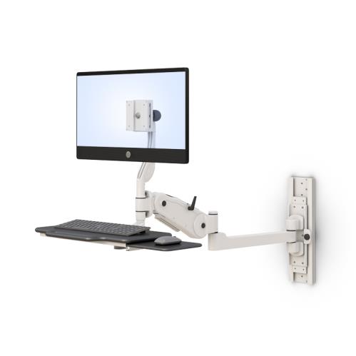 Wall Mounted Monitor Arm With Keyboard, Wall Mount Adjustable Monitor Arm