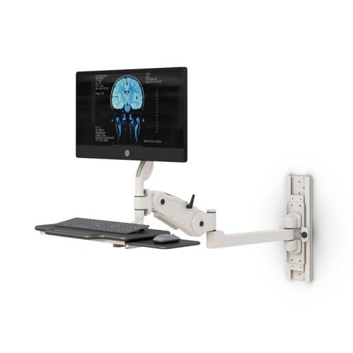 772240 adjustable wall mounted monitor arm with tray