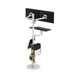 772777 floor mounted hospital sit stand dual monitor computer stand