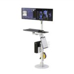 772777 floor mounted medical dual monitor computer stand 2 1