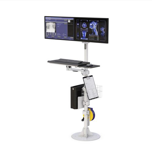 772777 floor mounted medical dual monitor computer stand 2