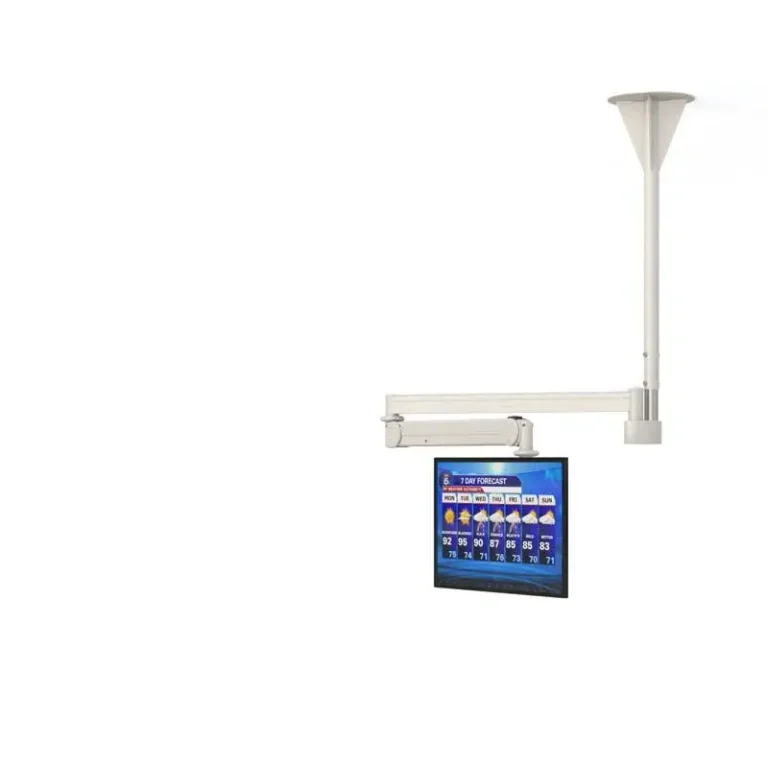 Ergonomic ceiling mount for computer monitors, providing optimal positioning and space-saving solutions for enhanced productivity.
