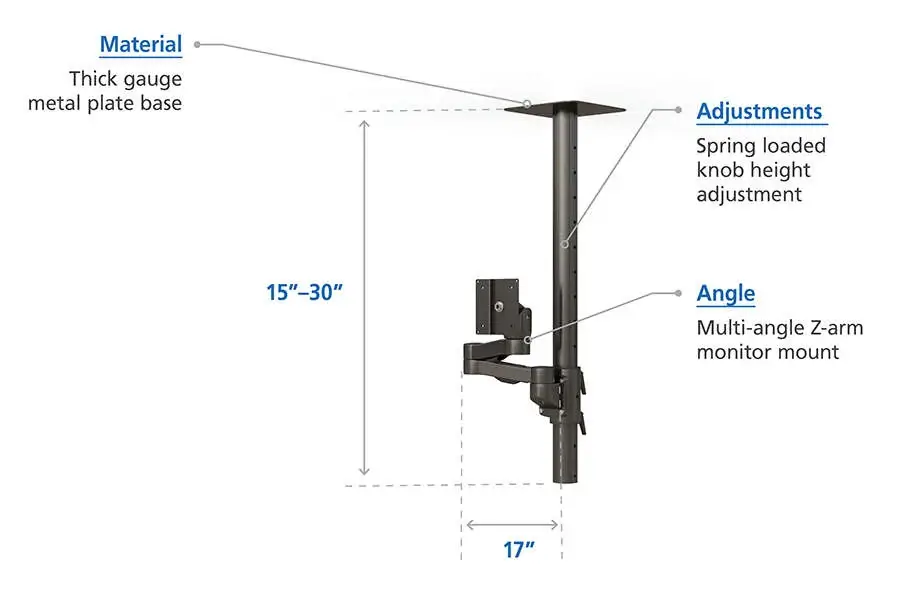 ceiling mounted flat screen monitor holder features