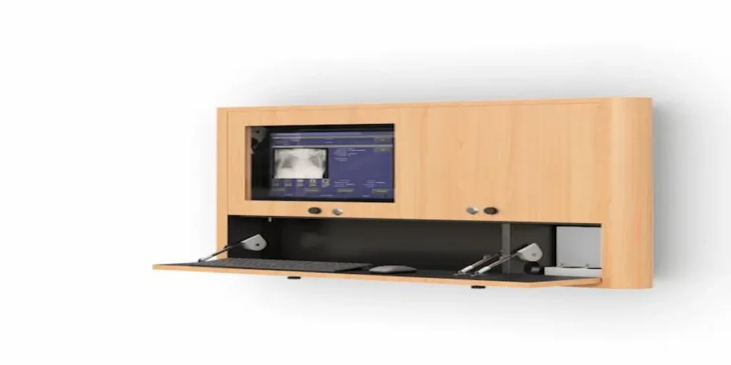 wall mounted workstation with cabinet